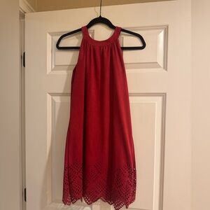Burgundy Mini Dress with Hem Cutout